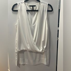 ♥️BCBG Maxazria women’s Antonella white high-low faux-wrap top | flowy shirt